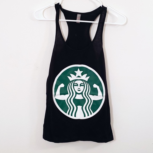 Tops - STARBUCKS Work Out Racer Back Graphic Tee Tank Top